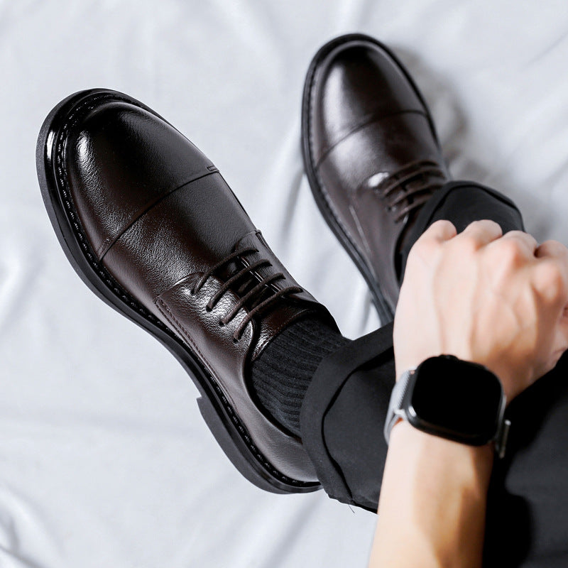 Men's Business Handmade Platform Hight Increasing British Style Men's Casual Leather Shoes