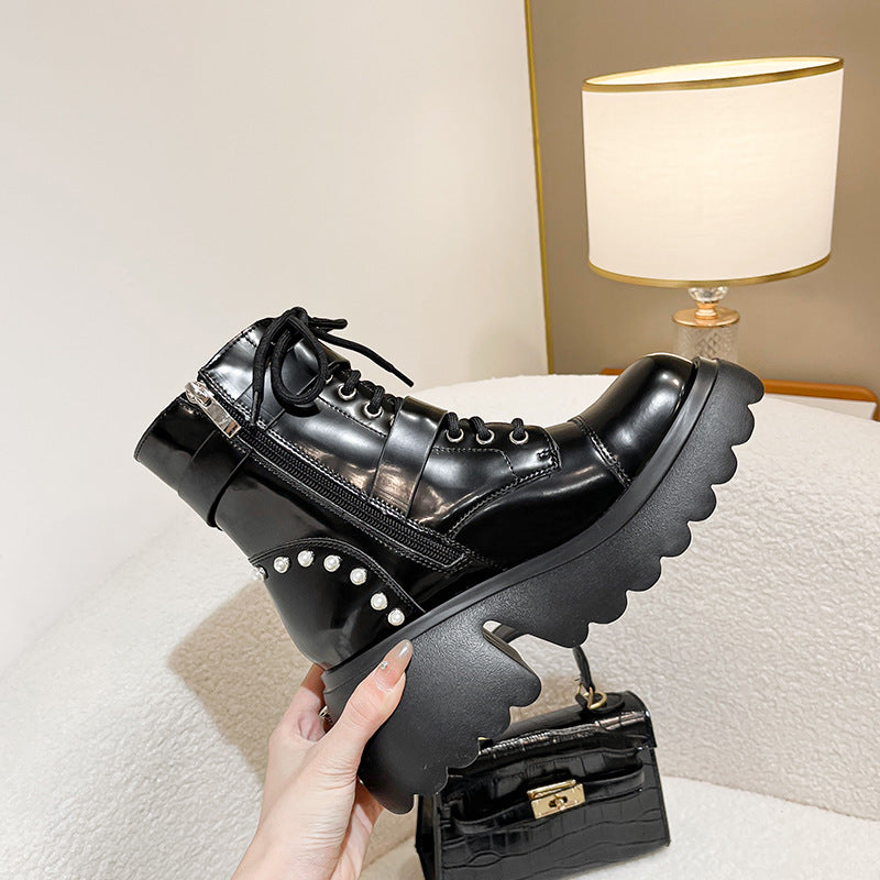 Women's & Men's Short Wear Fashion Lace Up British Style Boots