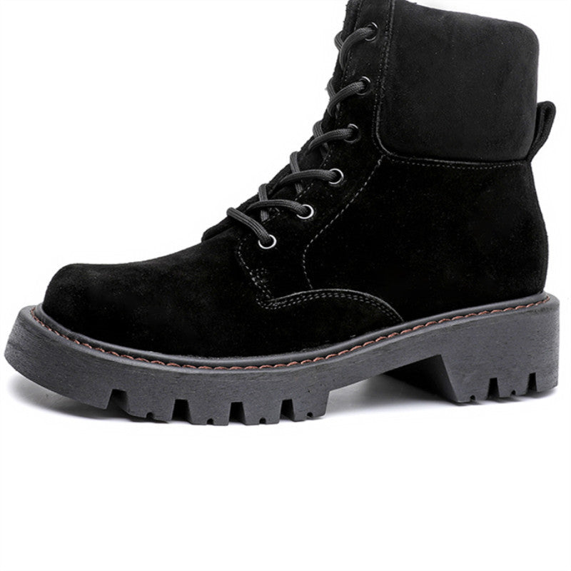 Women's Genuine Platform Ankle Retro Worker Big Sneakers