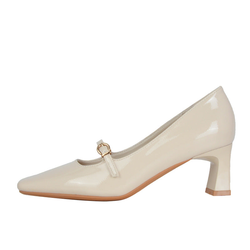 Sexy Sheepskin High Square Toe Elegant Patent Women's Fashion Shoes