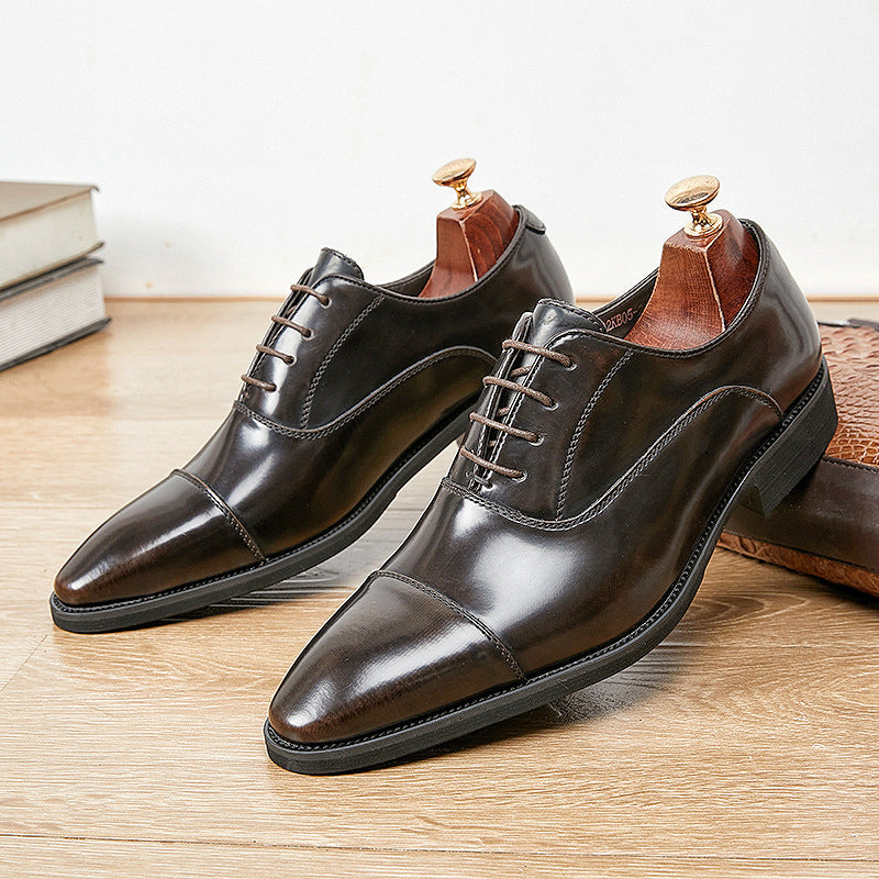 Men's Three Joint Oxford Pointed Toe Formal Wear Men's Business Leather Shoes
