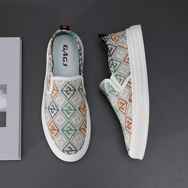 Men's Vintage Cloth Sail Breathable Camouflage Knitted Trendy Canvas Shoes
