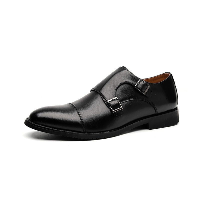 Men's Buckle Formal Wear British Derby Green Men's Business Leather Shoes