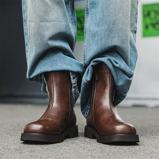 Men's Chelsea British Style Square Toe Booties Boots