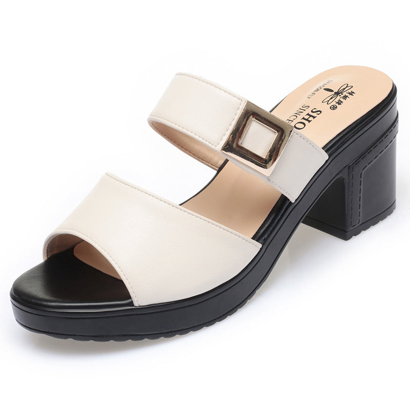 Women's Summer Mom Platform Plus Size Outer Wear Slippers