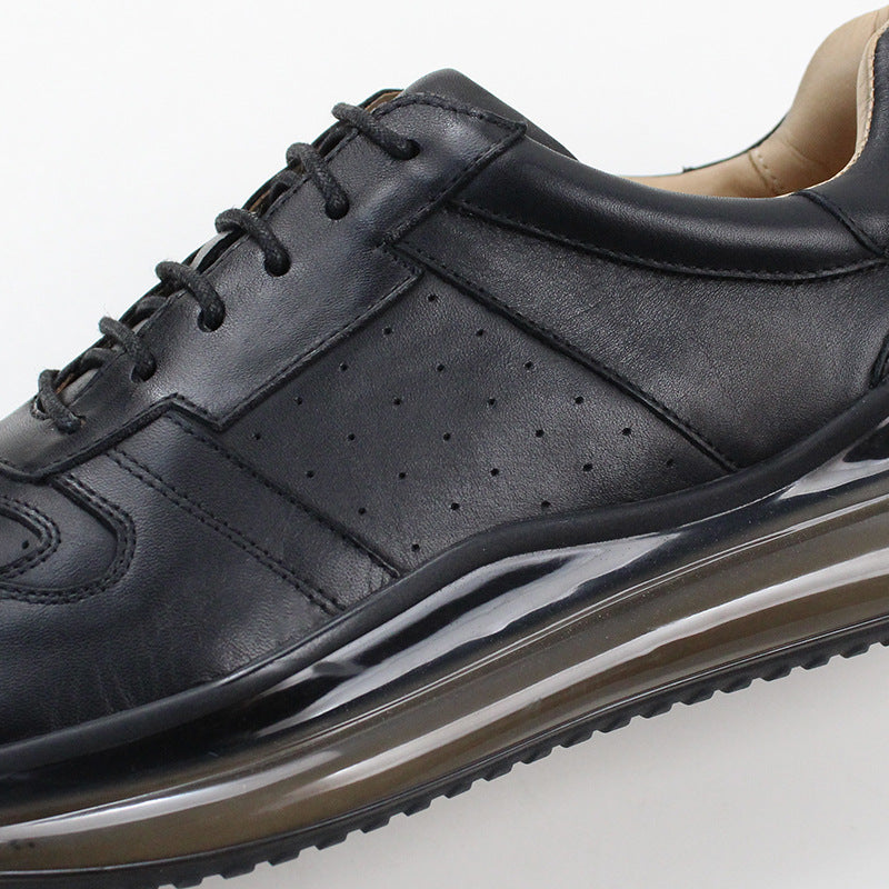 Men's First Layer Cowhide Running Thick Bottom Sneakers