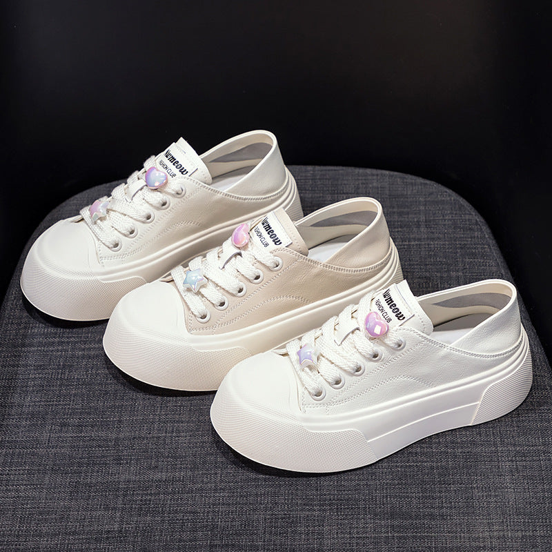 Women's Style White Fashionable Platform Portable Super Sneakers