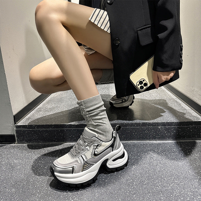 Women's Dad Platform Red Spring Elevator Wild Sneakers