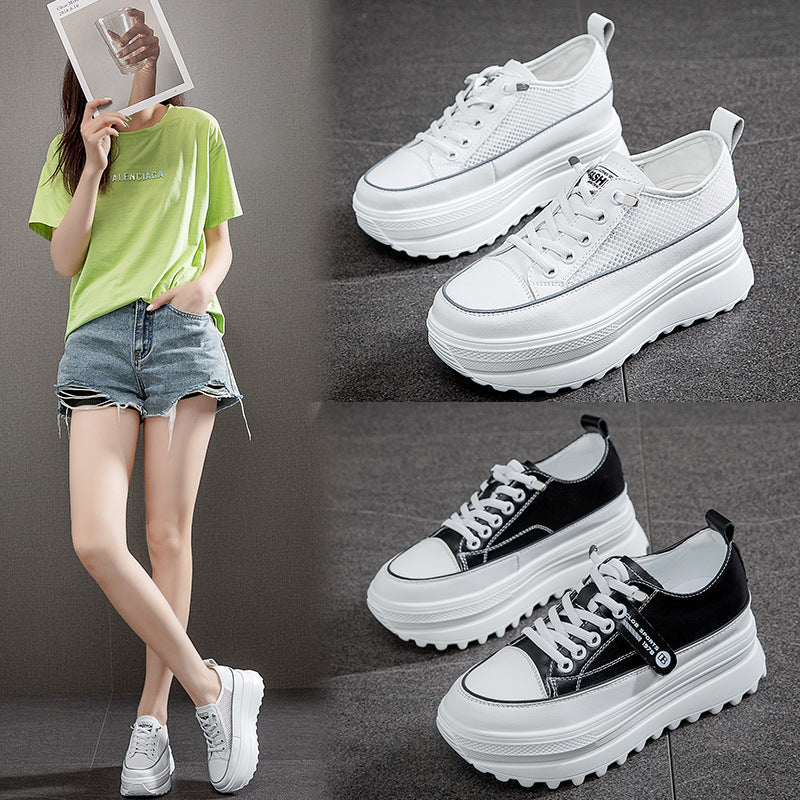 Women's Mesh White Summer Versatile Platform Height Women's Shoes