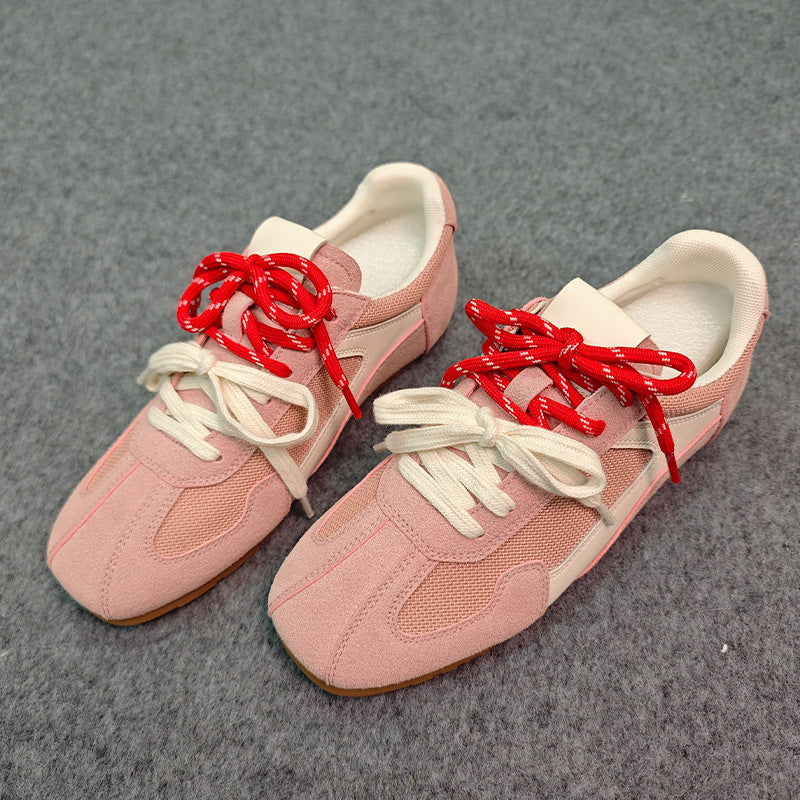 Mandarin Duck Lace Stitching Mesh Height Increasing Insole Versatile Sneakers