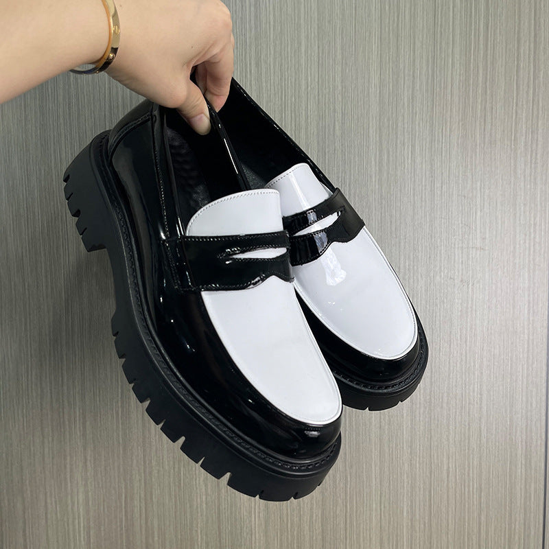 Men's Color Matching Green Lazy Slip On Loafers