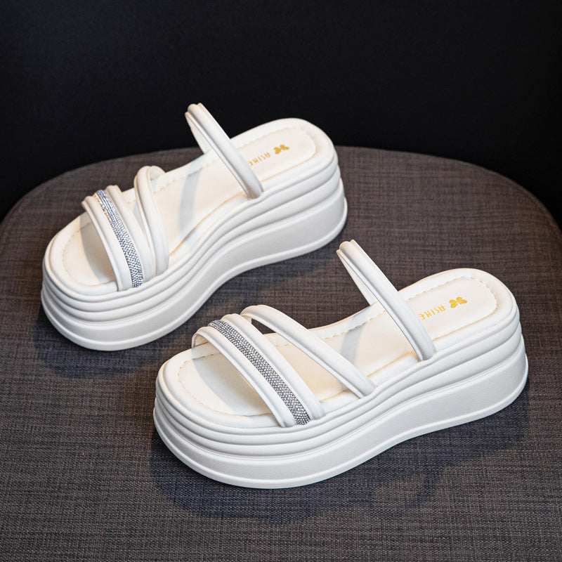 Women's Platform Summer Wear High-grade Fashionable Muffin Slippers