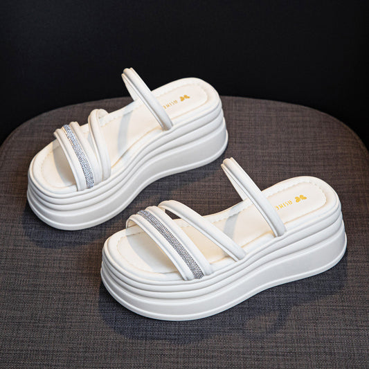 Women's Platform Summer Wear High-grade Fashionable Muffin Slippers