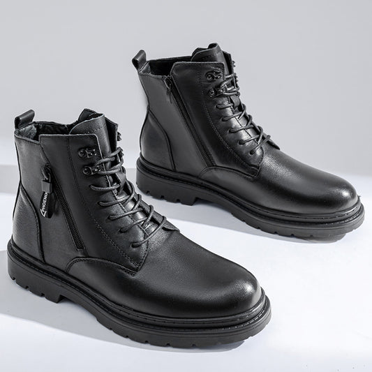 Men's Martin Dark Style First Layer Cowhide Boots