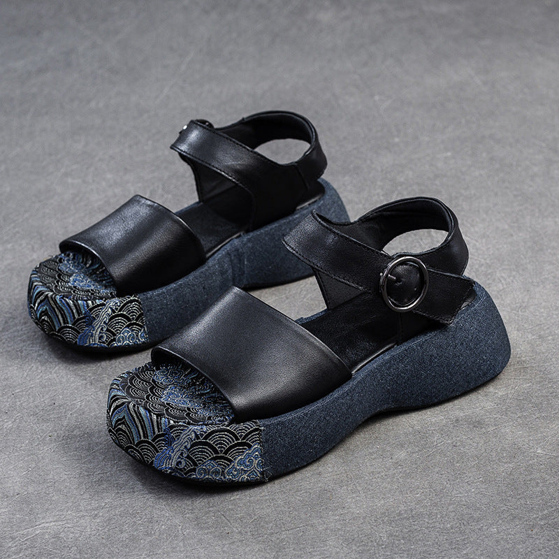 Peep Toe Light Luxury Color Matching Velcro Sandals
