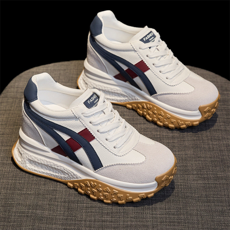 Women's Fleece-lined Warm White Thick Sole Height Increasing Insole Dad Winter Sneakers