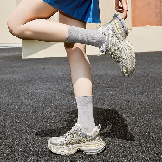 Sier Foam Bottom Platform Dad Retro Sneakers