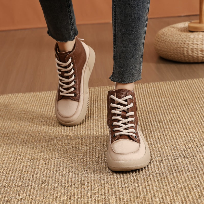 Women's Vintage Genuine Made Korean Platform British Casual Shoes