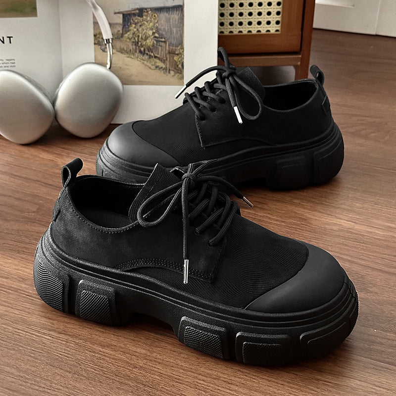Men's Derby Platform Autumn Big Head Youth Leather Shoes