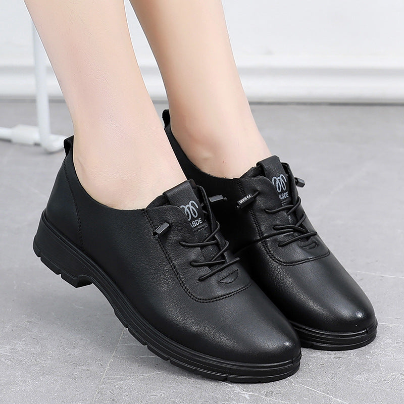 Women's Spring First Layer Cowhide Mom Comfortable Casual Shoes