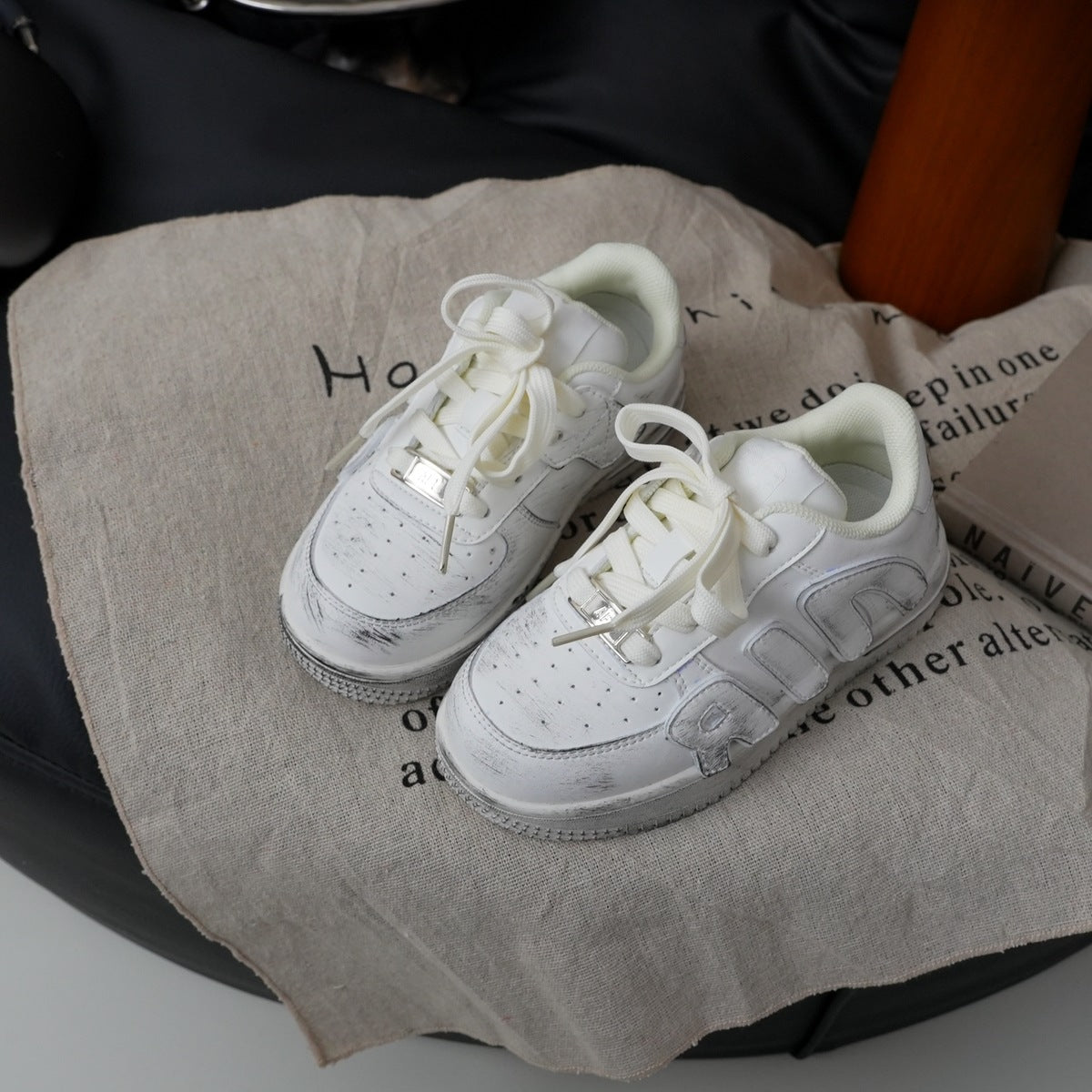 Children's American Urban Fleece-lined Velcro Distressed Dirty Kid's Sneakers