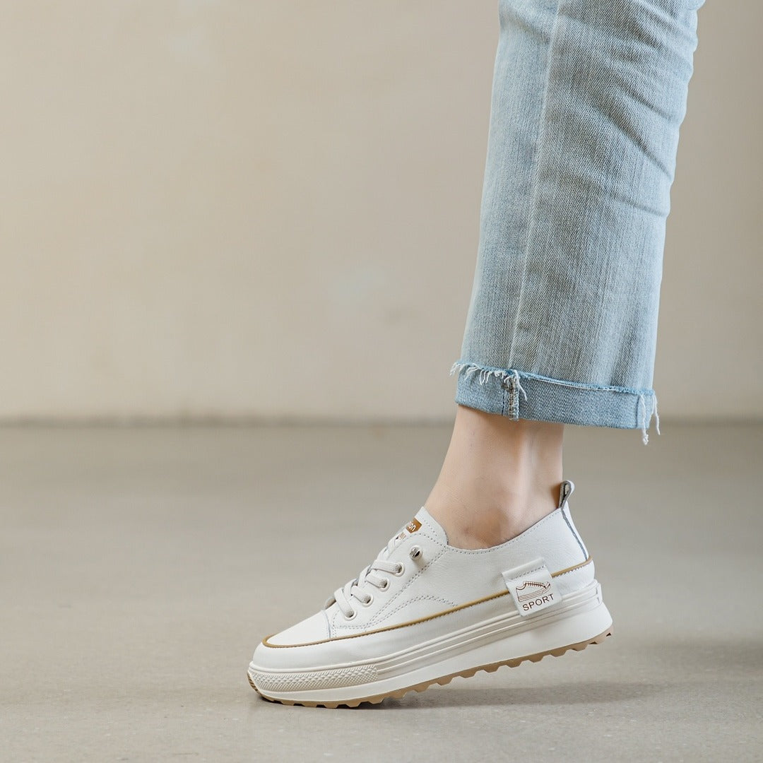 Women's First Layer Cowhide Elastic Band Slip-on Genuine Loafers
