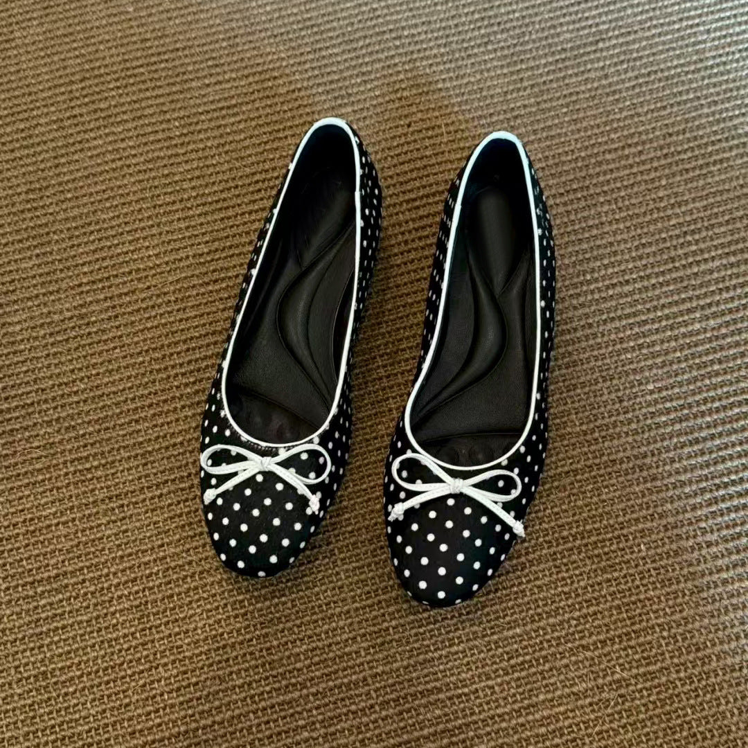 Polka Dot Height Increasing Insole Cat Shallow Mouth Women's Fashion Shoes