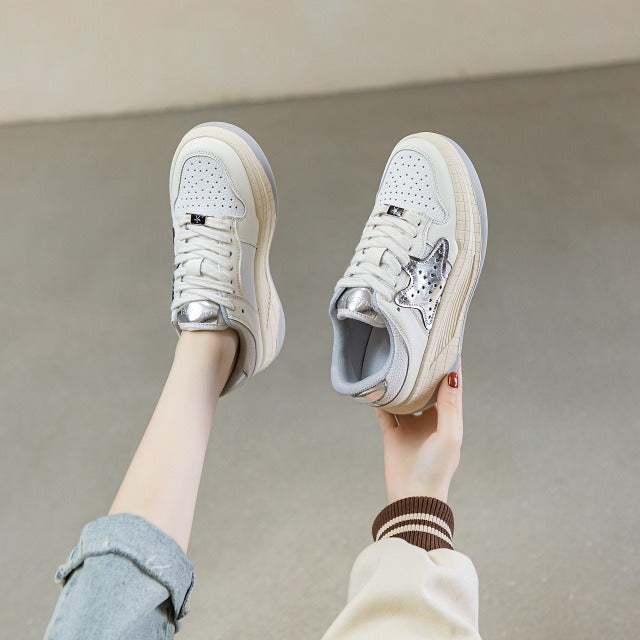 Women's Thick Bottom White Sports Fashion Starfish Sneakers