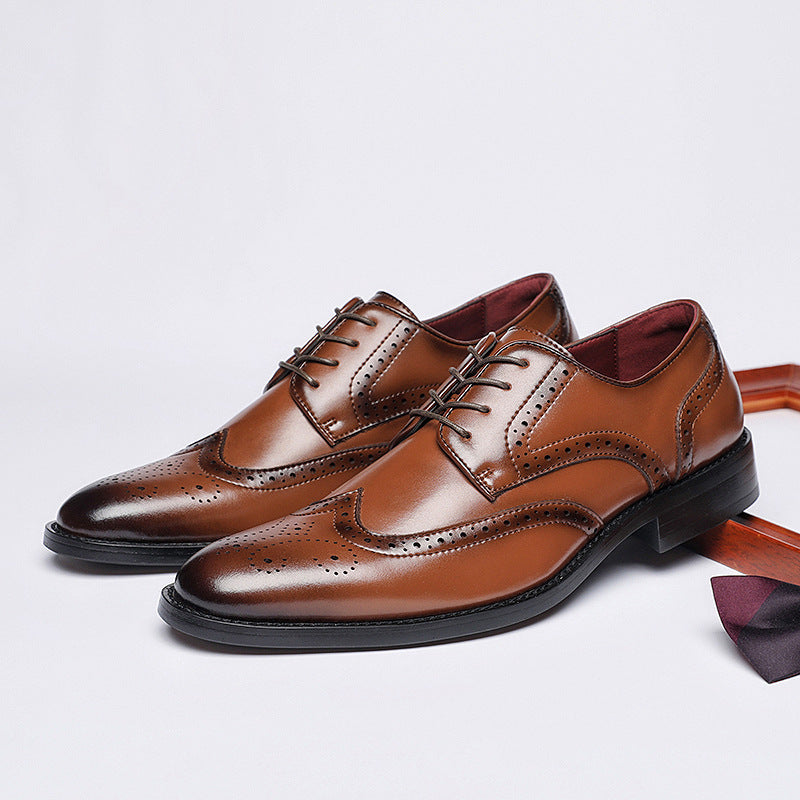 Men's Increasing Insole British Style Brogue Business Leather Shoes