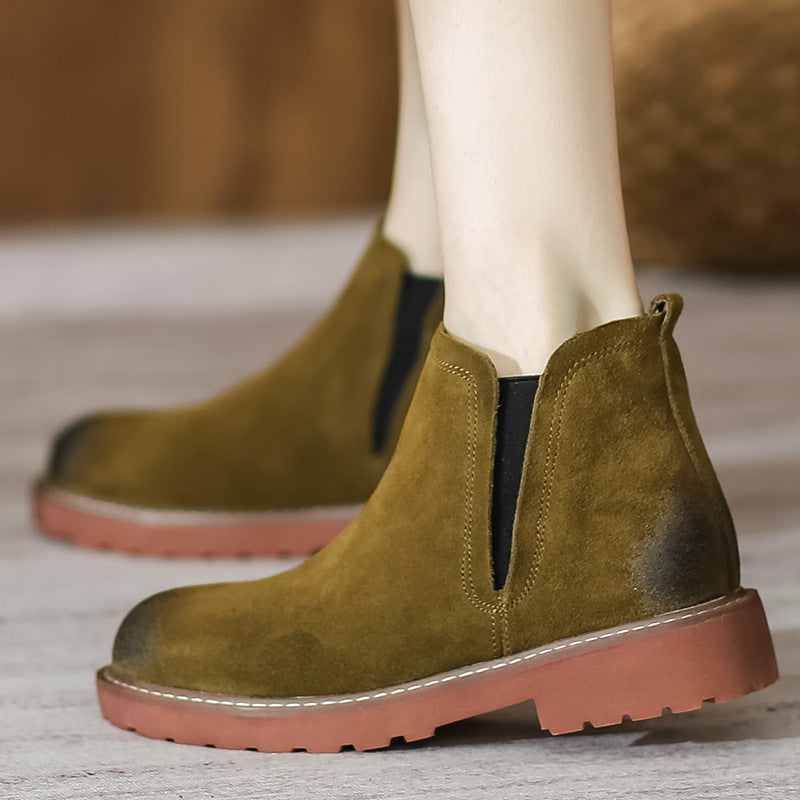 Women's Elastic Martin For British Style Flat Ankle Boots