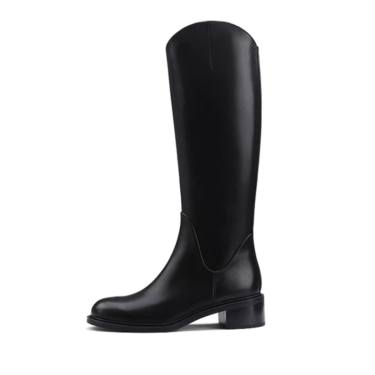 Women's Cut Thick Bottom Fleece-lined Chunky Tube Long Boots