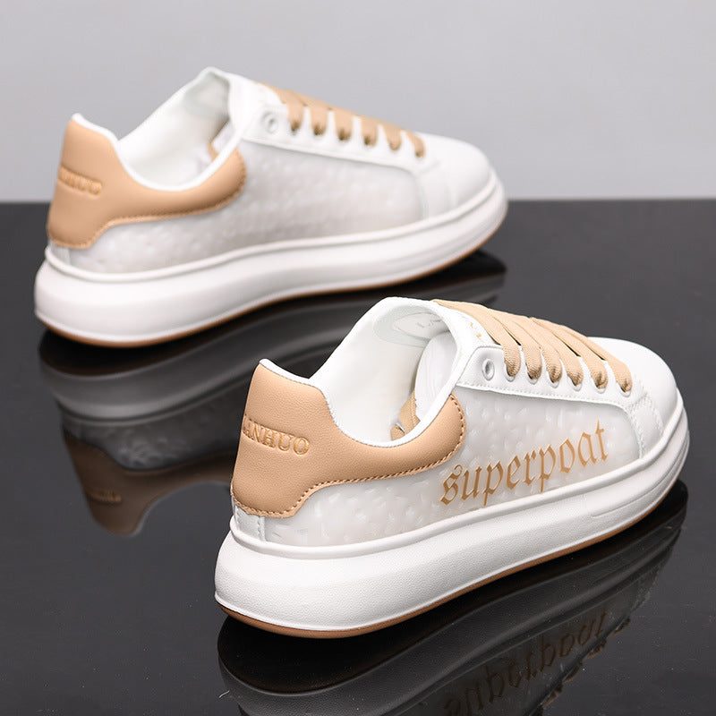 Men's Mcqueen White Couple Thick Bottom Versatile Sports Sneakers