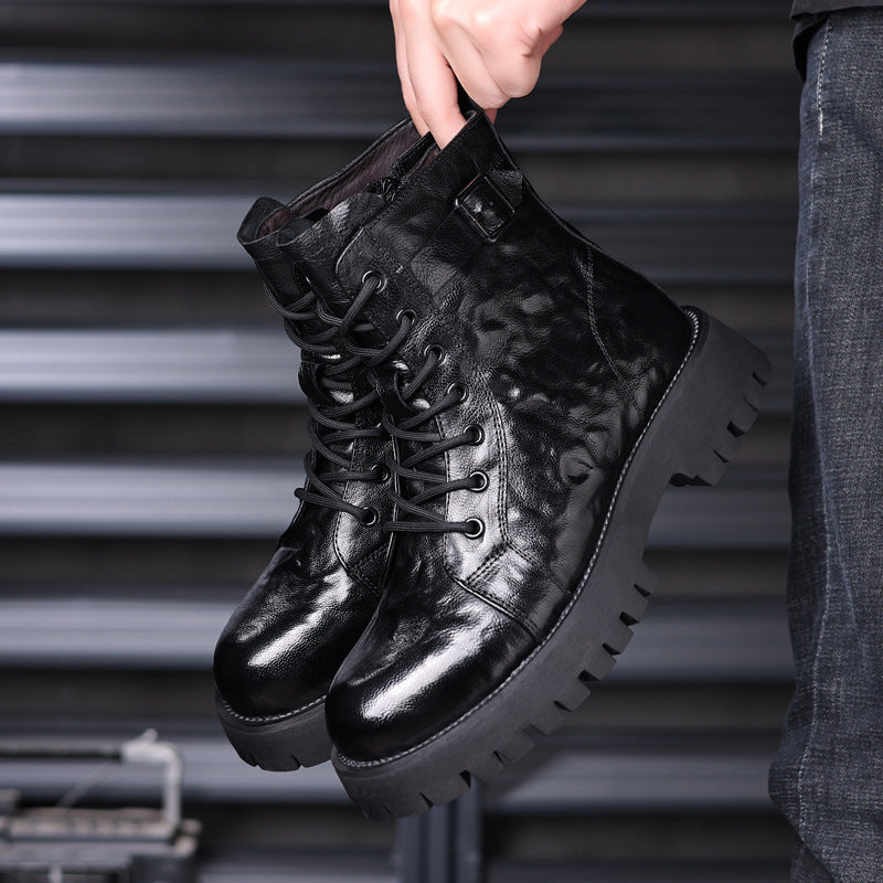 Men's Sheepskin Martin Cotton Genuine Motorcycle Fleece-lined Boots