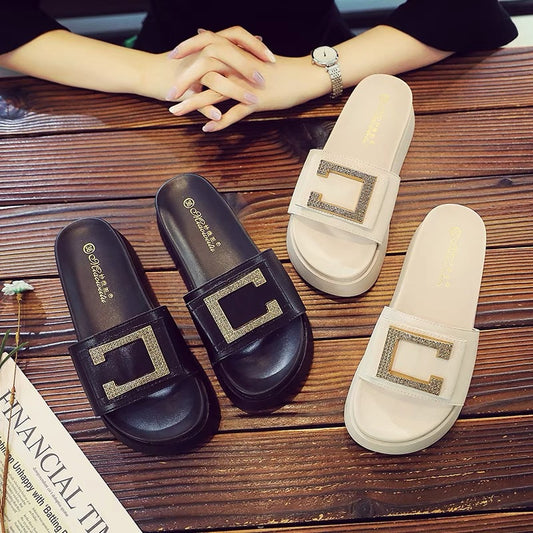 Women's Genuine Summer Platform Outer Wear Height Slippers