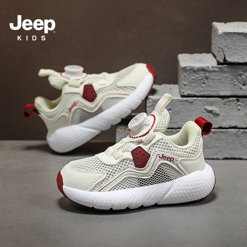 Children's Rotating Button Breathable Mesh Double Boy's Kid's Sneakers