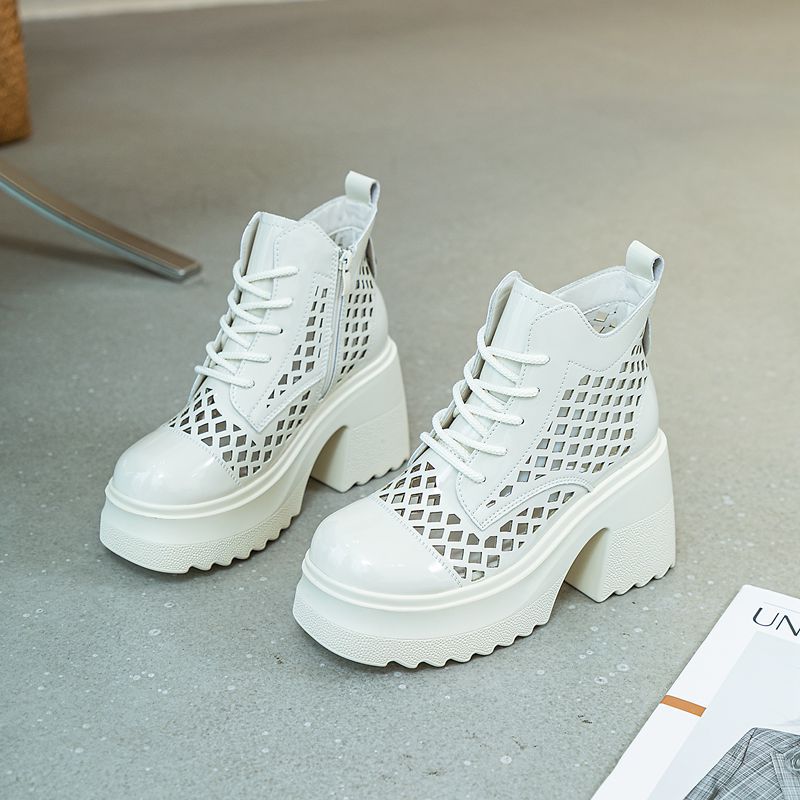 Women's Chunky Platform Height Increased British Style Heels