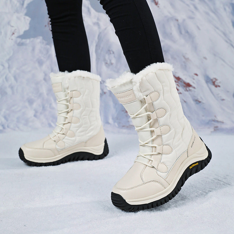 Women's Fleece-lined Thickened Outdoor Northeast Cotton Padded Snow Boots
