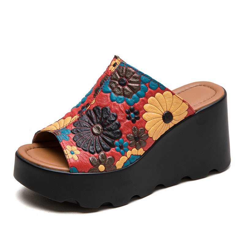 Toe Outdoor Fashion National Style Printed Slippers