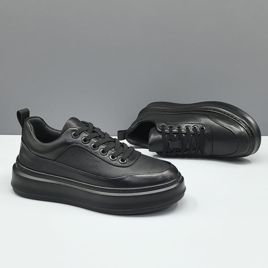 Men's Layer Cowhide Black Board Fashion Top Sneakers