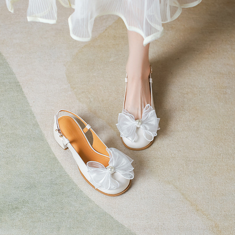 Women's Box French Style Fairy Gentle Dress Chunky Heels