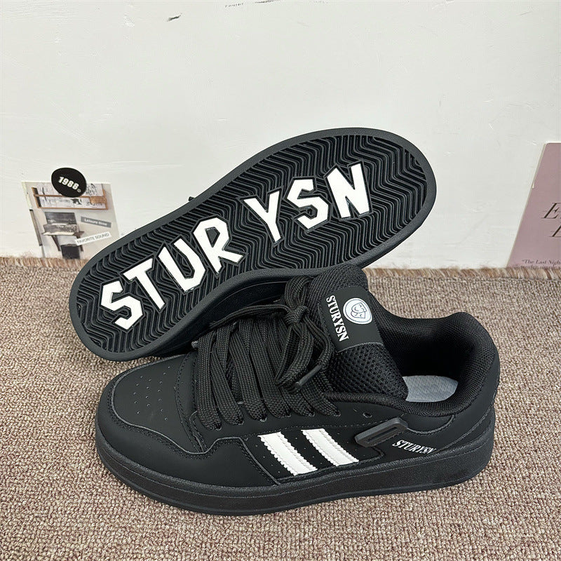 Women's & Men's Niche Retro Matte Black Bread Super Popular Korean Sneakers