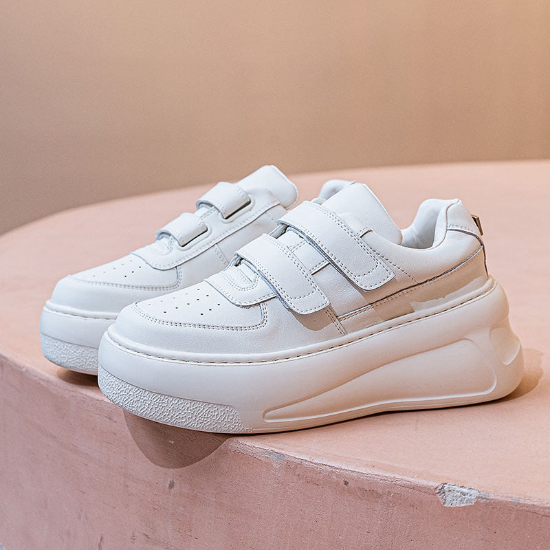 Women's Velcro White Spring Small Raise The Bottom Women's Casual Shoes