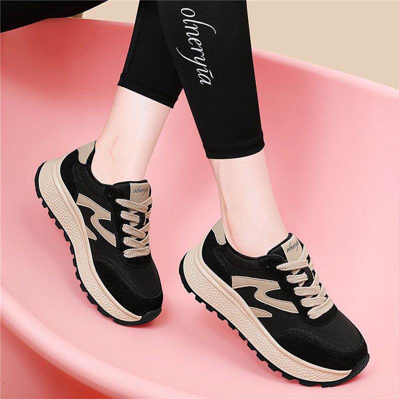 Women's Thick-soled Argan White Autumn Sports Lightweight Feet Small Breathable Genuine Women's Casual Shoes