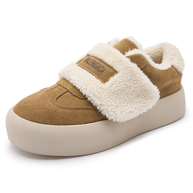 Women's Velcro Fleece-lined Outer Wear Warm Winter Thick-soled Bread Snow Boots